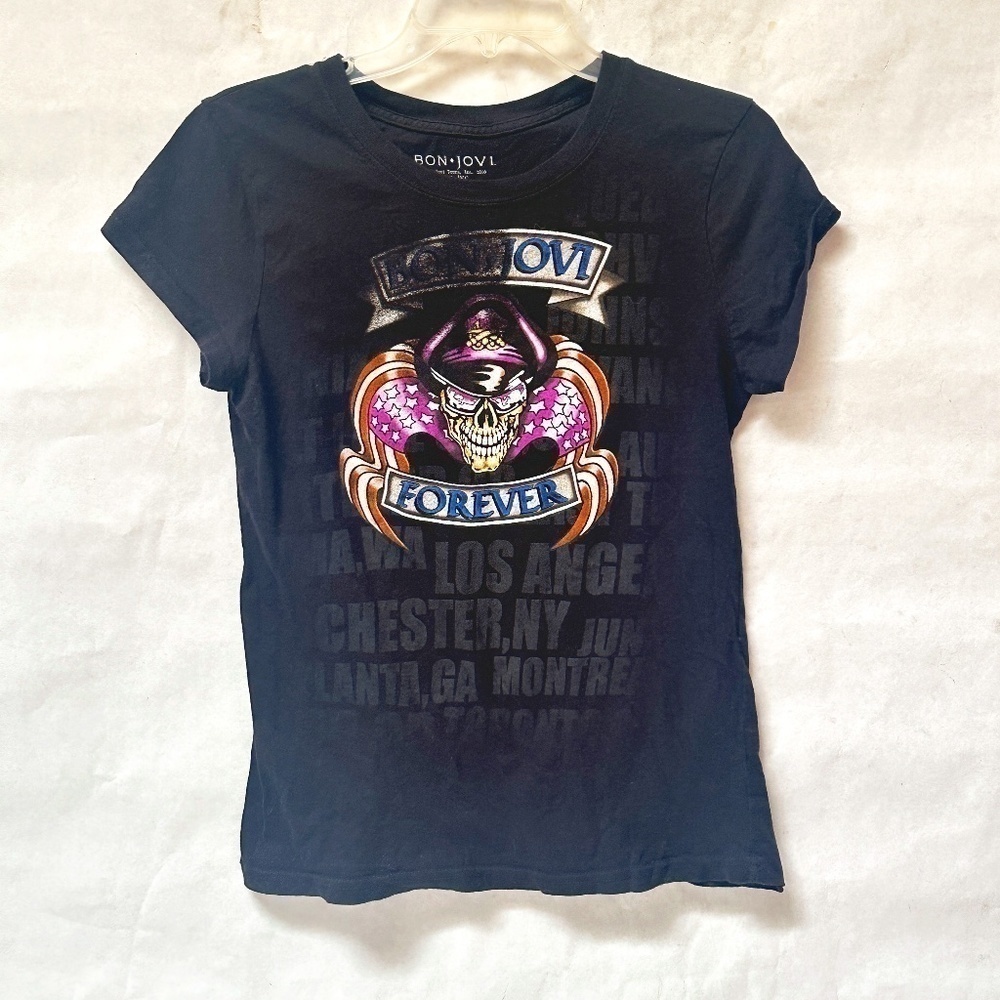 Bon Jovi Forever Skull Rock Band Short Sleeve Tee T Shirt Top